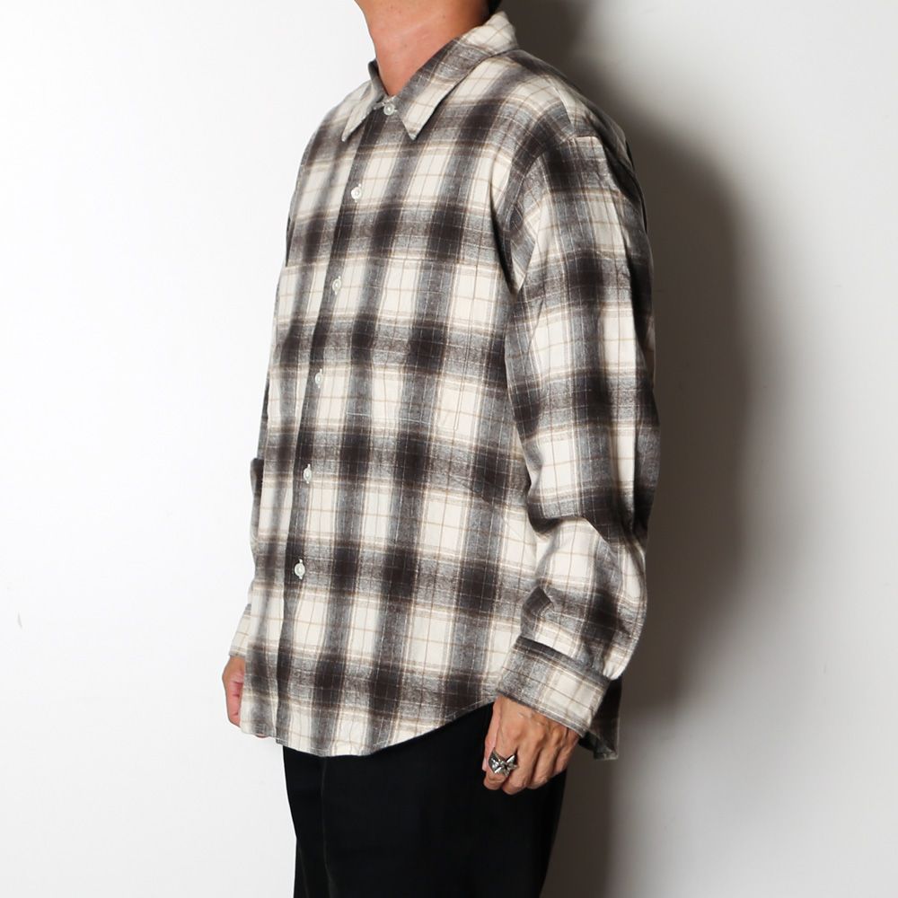 Ombre Check Flannel Shirt - Natural × Brown / オンブレチェックフランネルシャツ / SN-628A