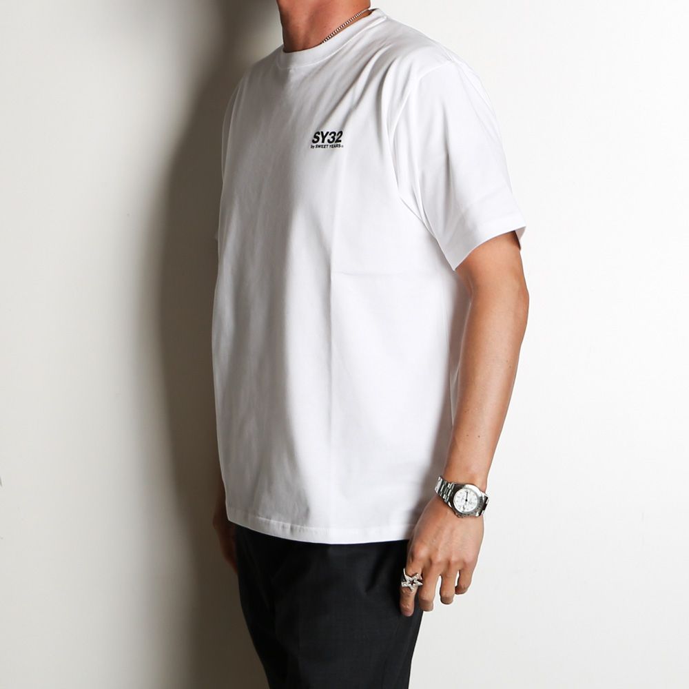 BACK SLASH BIG LOGO TEE - WHITE × BLACK / グラフィックTシャツ / 14154J-W