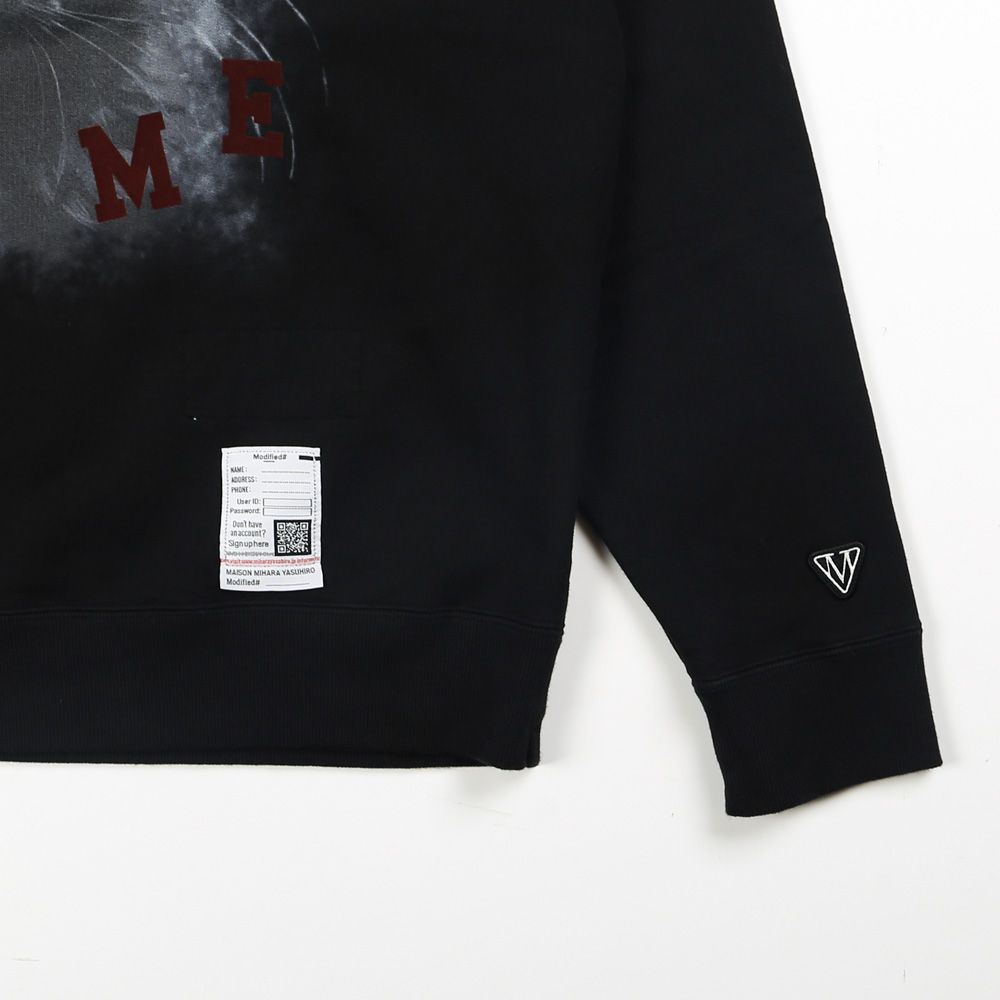 Cat Printed Sweatshirt - BLACK / キャット プリント スウェットシャツ / J17PO782