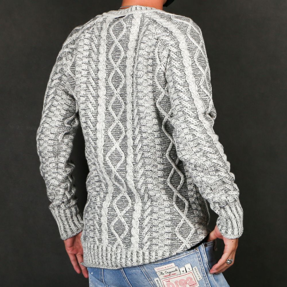 wjk - key-neck cable knit / キーネック ケーブルニット / 6859 kw44s