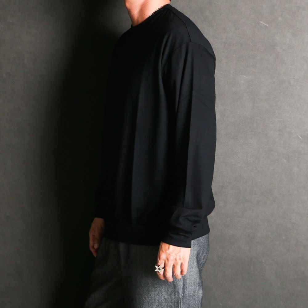 CREW NECK - BLACK / ウォッシャブルウール天竺 - クルーネック / M25C21CS02C