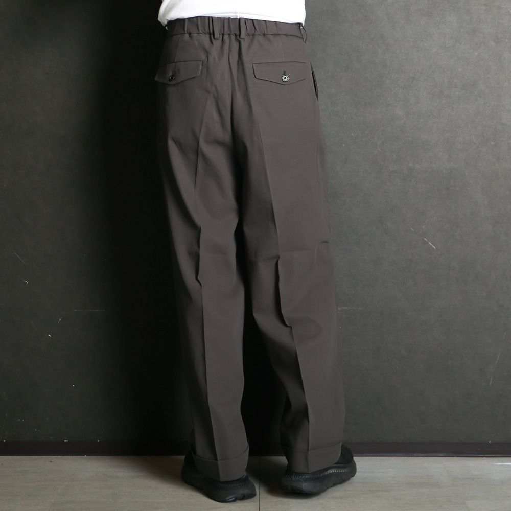 DOUBLE PLEATED SEMI EASY TROUSERS - CHARCOAL / 60/2オーガニック強燃ボイル3/2ツイル - ダブルプリーテッドセミイージートラウザーズ / A26A16PT01C
