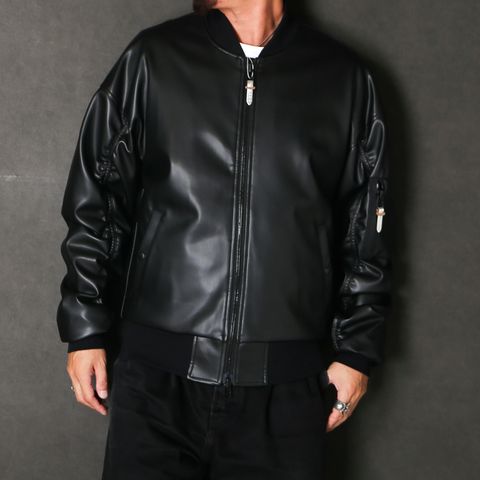 DAVID JACKET - BLACK / エコレザーMA-1ジャケット / RC41-JK-003 / MA-1