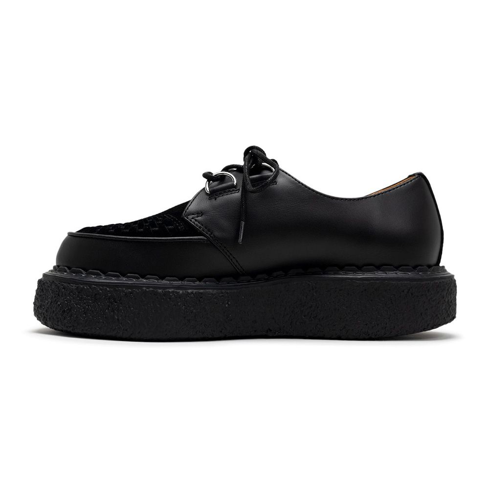 BEDWIN & THE MMY General Scale. / "DAVID" Leather Inter Lace Shoes - BLK × BLK / C15FW703