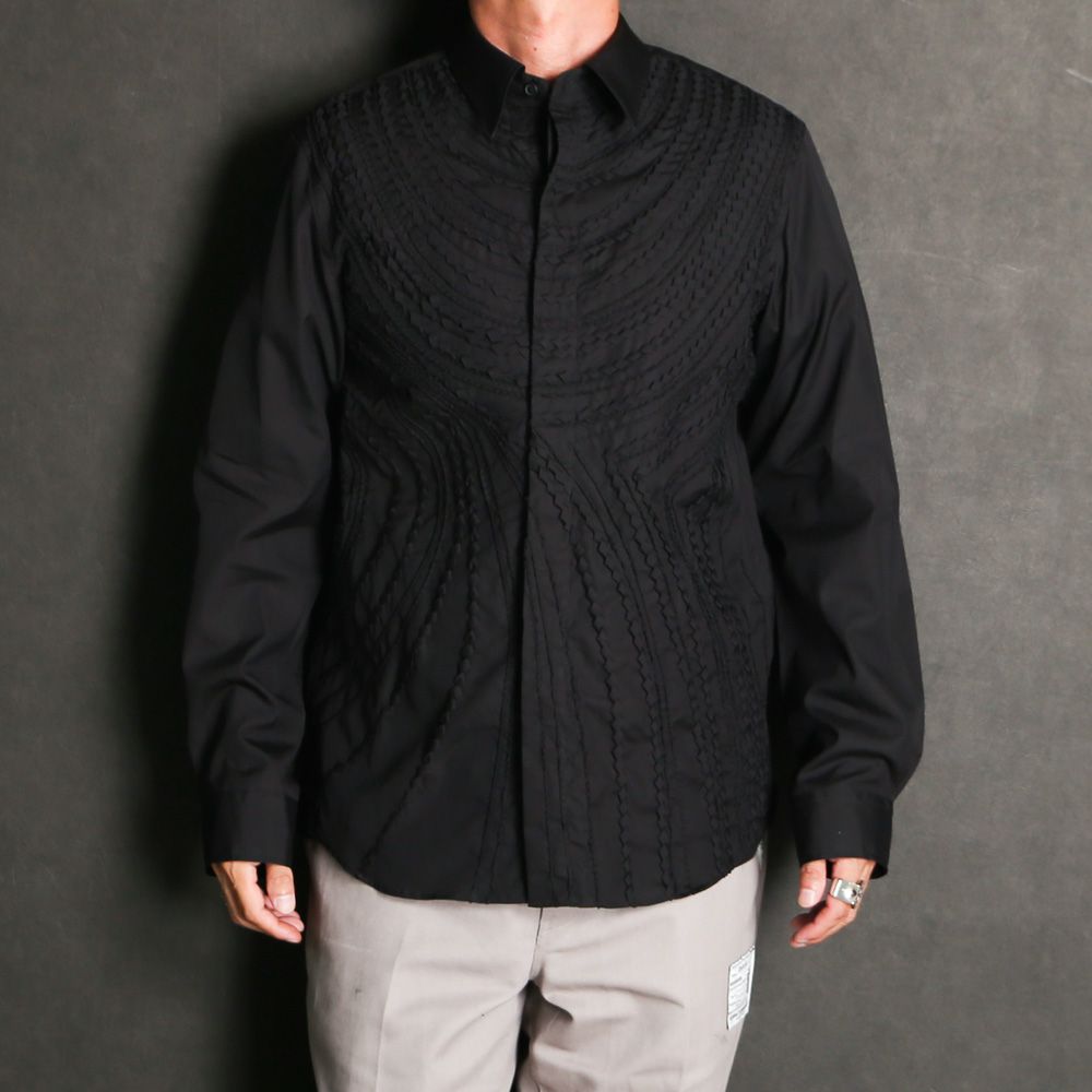 "Tape Embroidery" Embroidery Shirt - Black / レギュラーカラーシャツ / TA26AW-SH046