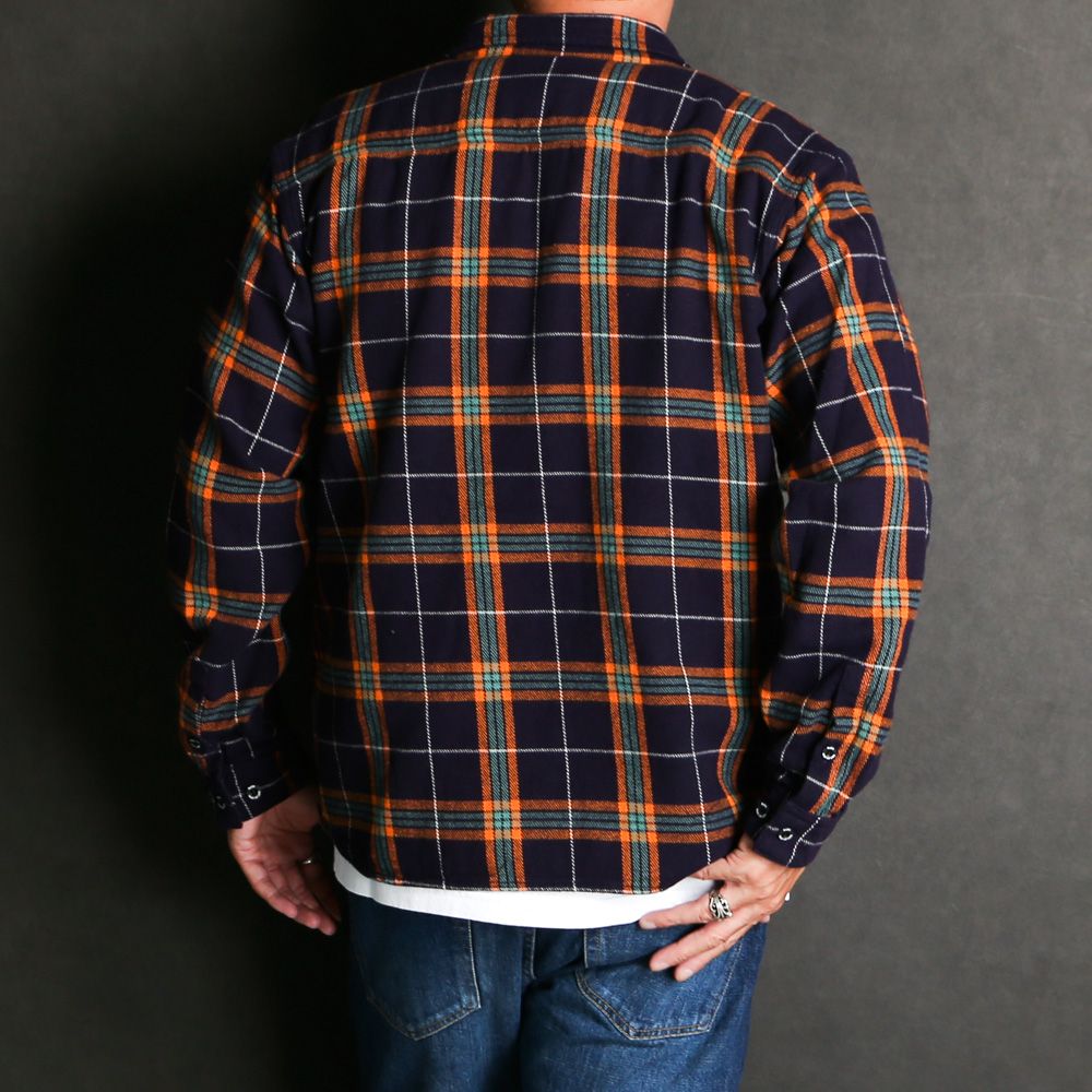 RATS フランネルシャツ RATS - COTTON FLANNEL NAVY CHECK SHIRT / コットンフランネル