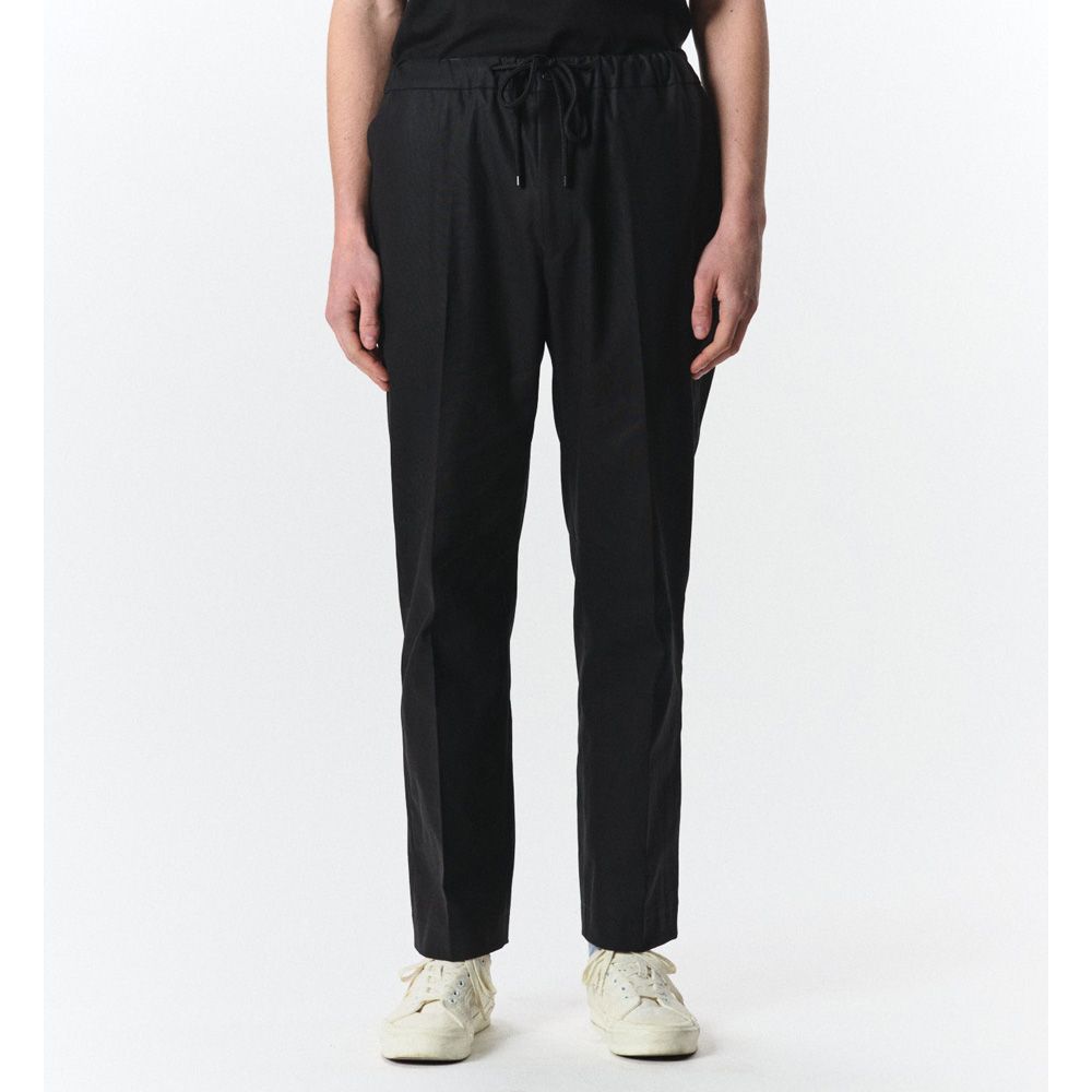 Flat Tapered Easy Trousers - Black / オーガニックGIZA60/3サバイバルクロス® - フラットテーパードイージートラウザーズ / A26C03PT01C
