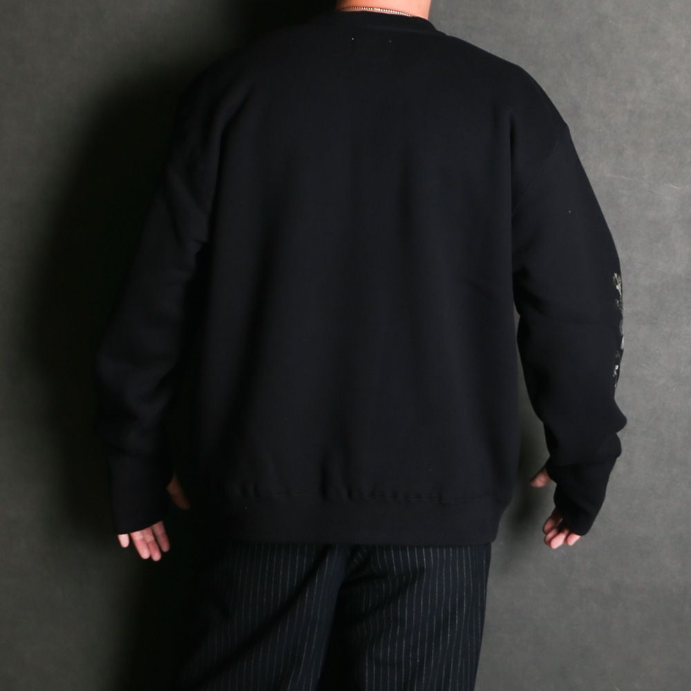Embroidered Jacquard Crewneck Sweatshirt - Black / クルーネック スウェット / SN-632A