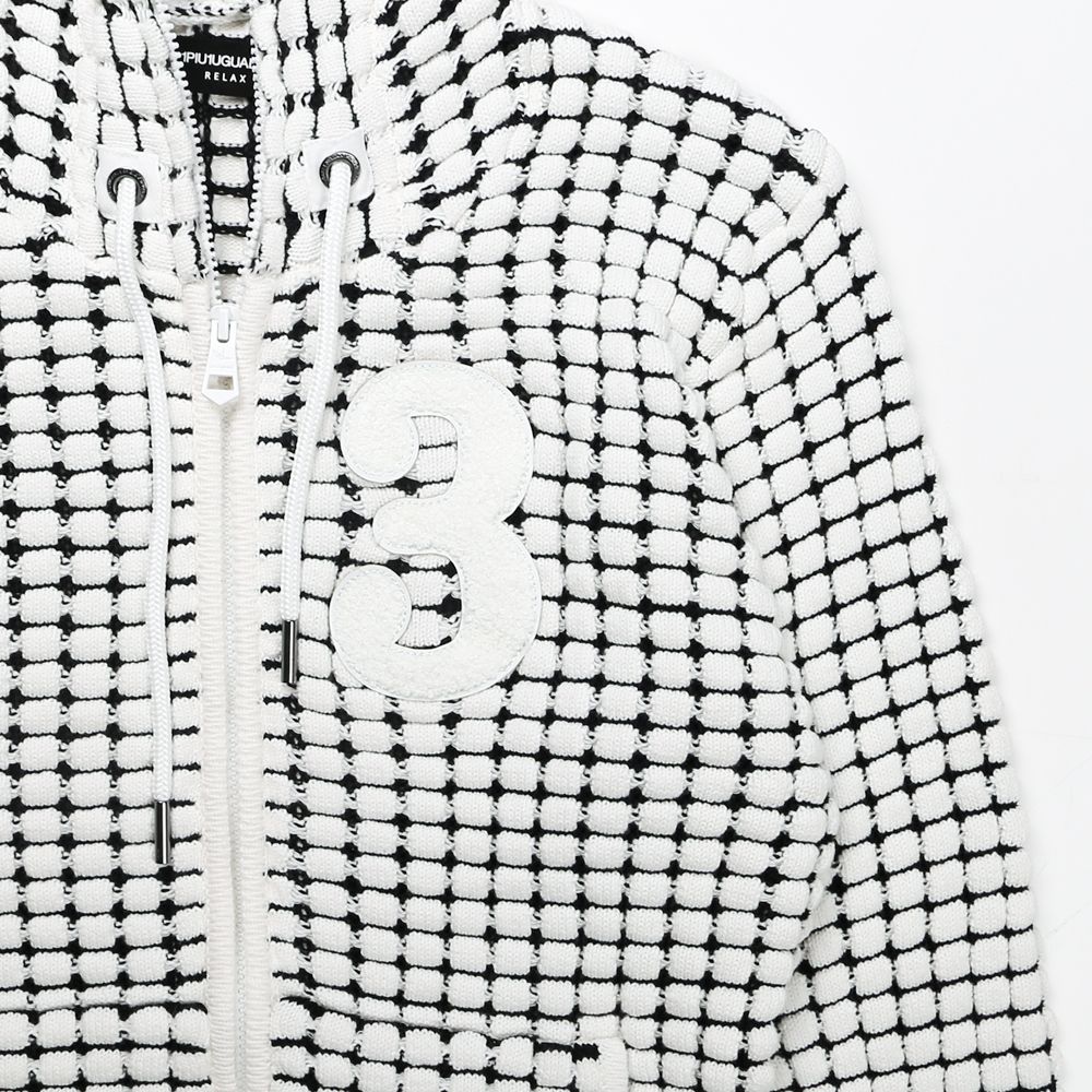 BIG WAFFLE "3" KNIT HOODIE / ビッグワッフル ジップパーカー / USO-21029