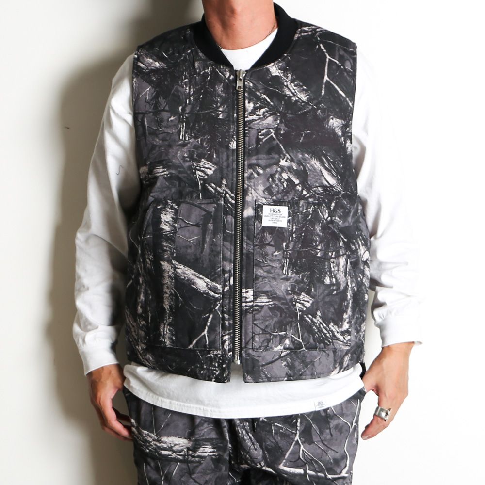 Camo Zip Work Vest - BLK Camo / ワークベスト / HJ-100225