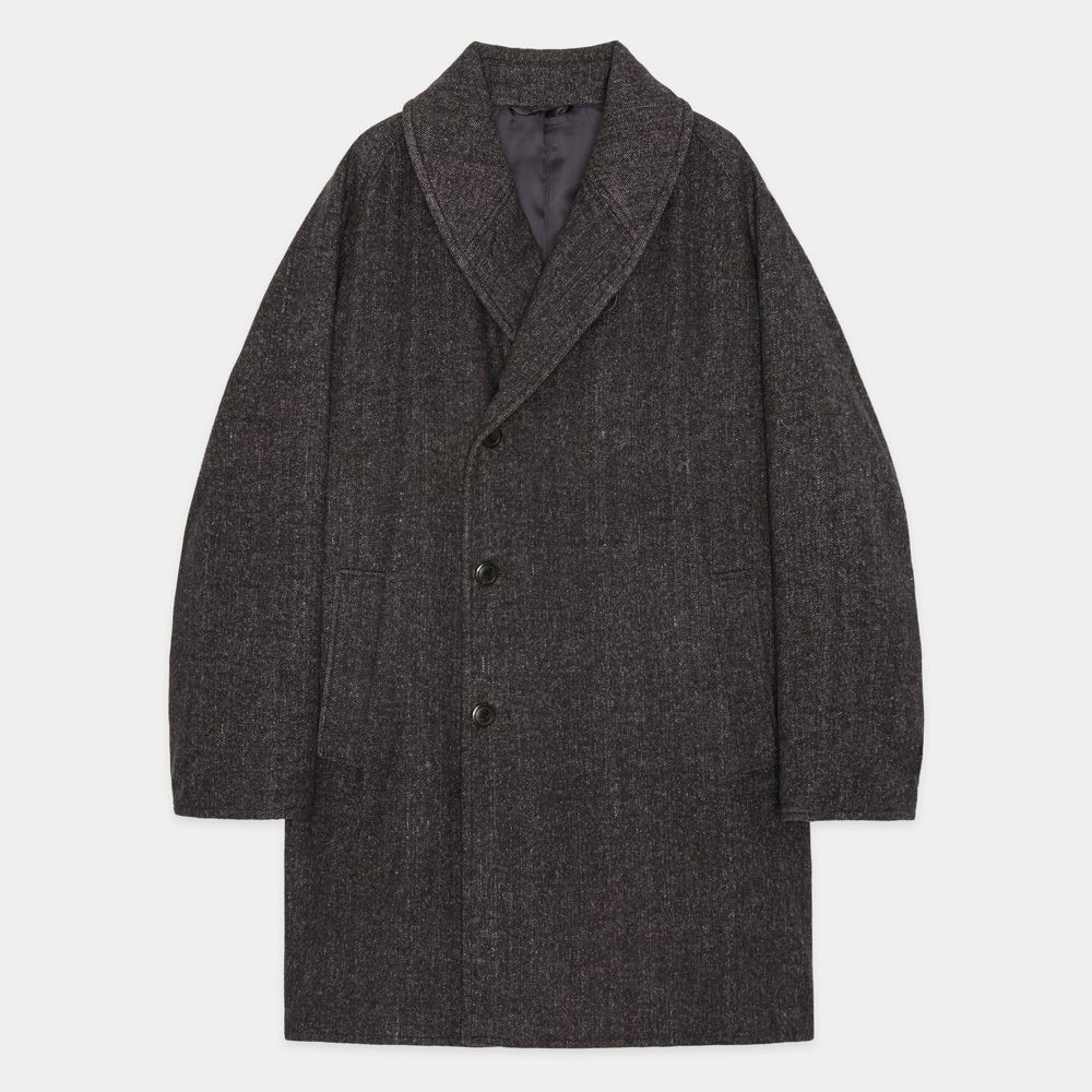Shawl Collar Coat - Herringbone / ヘビーシルクフランネル - ショールカラーコート / M26C19CO01C