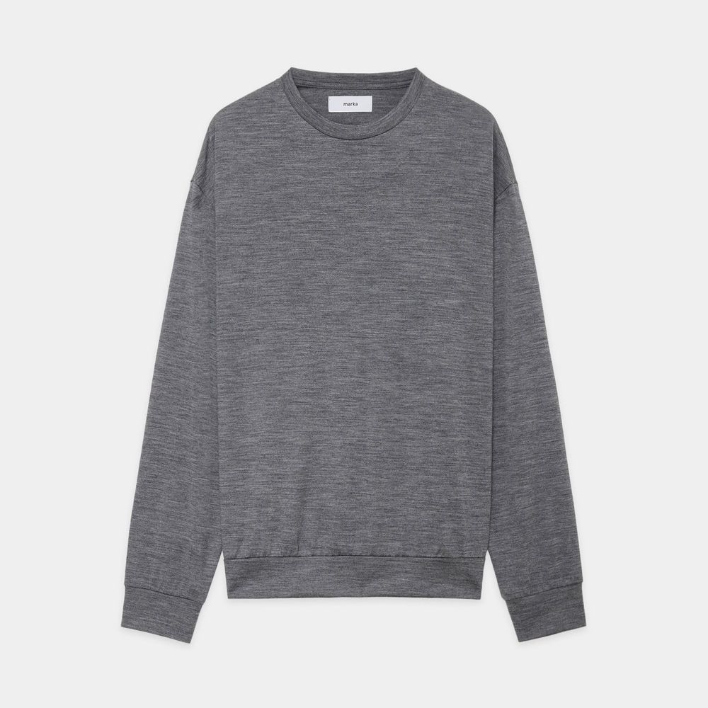 CREW NECK - TOP GRAY / ウォッシャブルウール天竺 - クルーネック / M25C21CS02C
