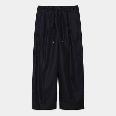 【ラスト1点-サイズ1】 TRIPLE PLEATED EASY TROUSERS - BLACK / 120/2 GIZAコットン×リサイクルポリエステルウェザー - トリプルプリーテッドイージートラウザーズ / A25A04PT01C