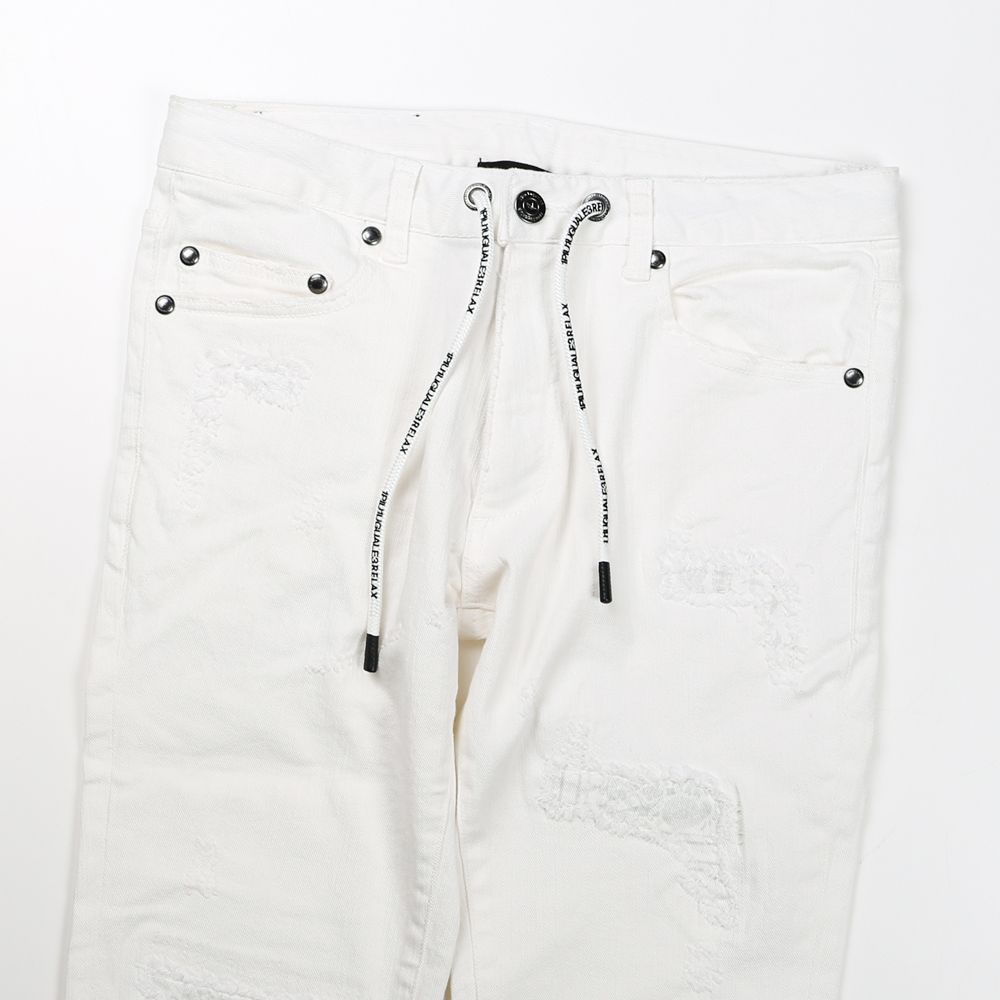 WHITE DAMAGE DENIM PANTS / アンクル ダメージデニムパンツ / USB-21015