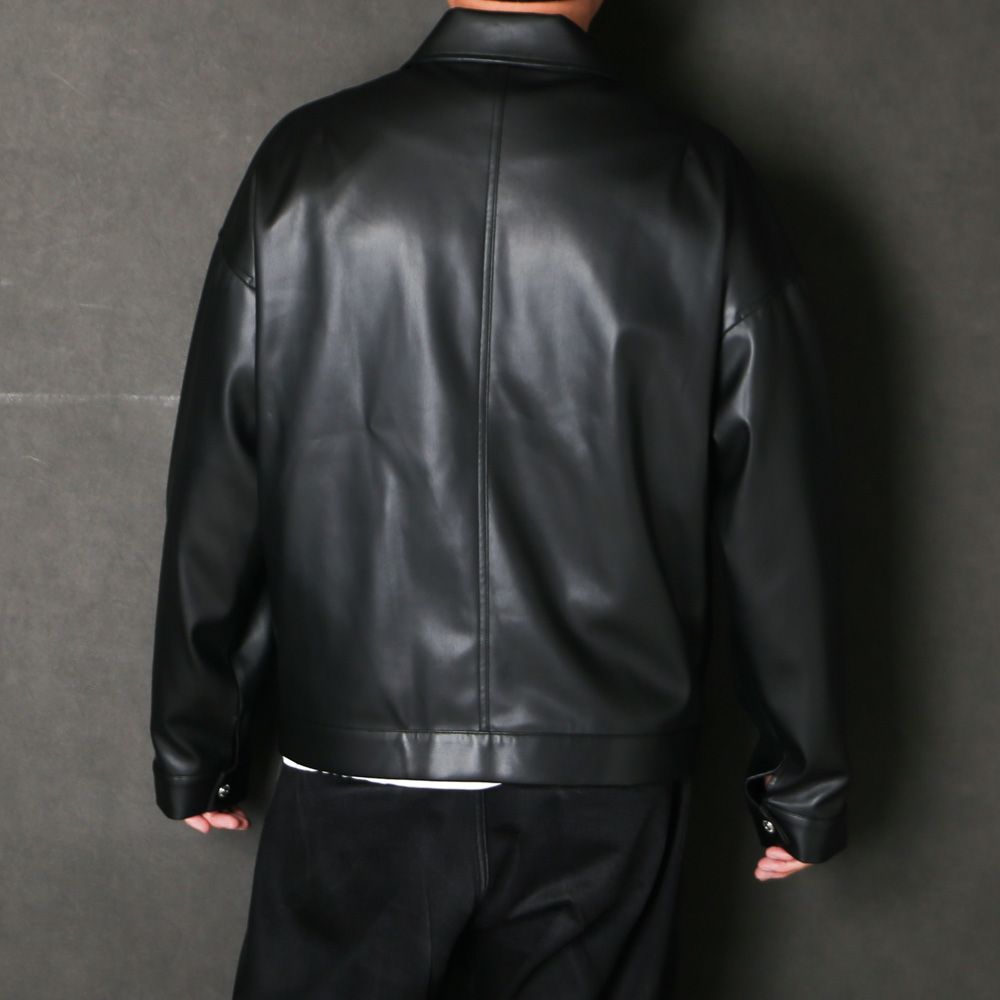 RESOUND CLOTHING - LEATHER SP JK - BLACK / エコレザーシングル