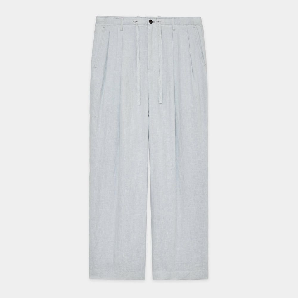 DOUBLE PLEATED EASY TROUSERS - ICE / ヘンプ細布 - ダブルプリーテッドイージートラウザーズ / A26A22PT02C
