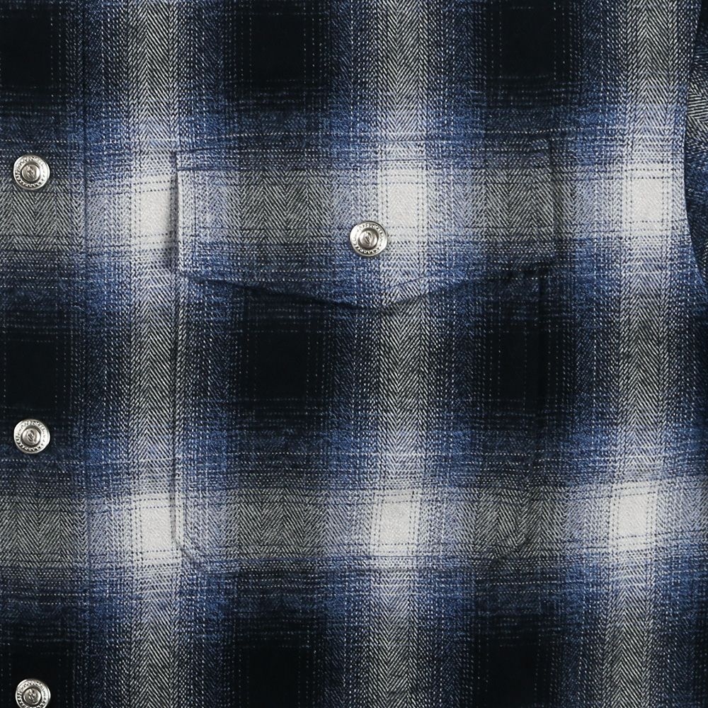 flannel check JK - BLUE / フランネルチェック CPOジャケット / RC38-JK-007