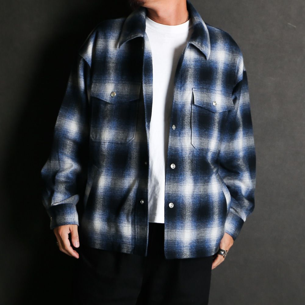 flannel check JK - BLUE / フランネルチェック CPOジャケット / RC38-JK-007
