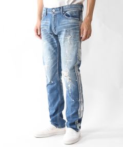 SWEATLIKE-STRETCH SIDE-PAINT CRASH DENIM 5P TAPERED / スウェットライクデニム テーパードパンツ TPT-S2003