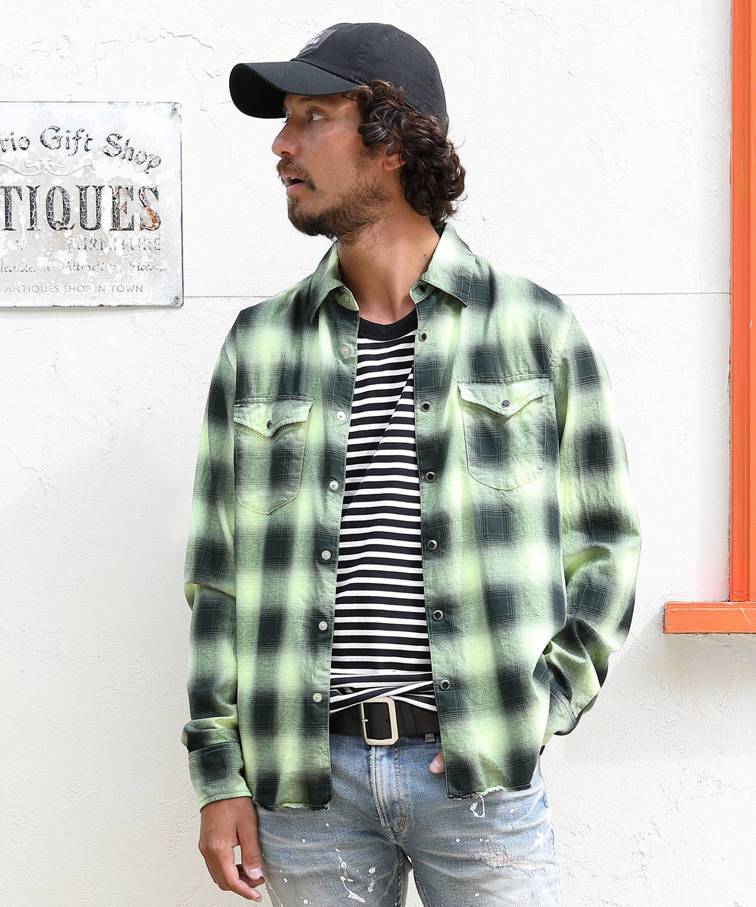 TMT - 80'S NEON COLOR OMBRE CHECK SHIRTS / ネオンカラー