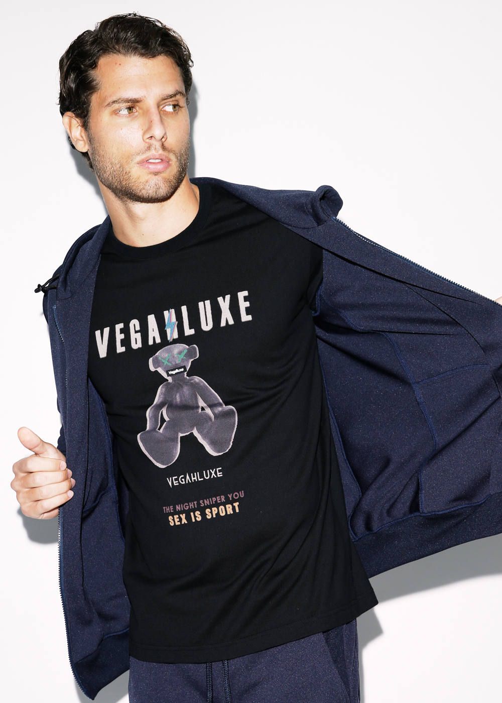 VINTAGE VEGAHLUXE ROCK S/S TEE B / プリント クルーネックTシャツ VXT002-CT101