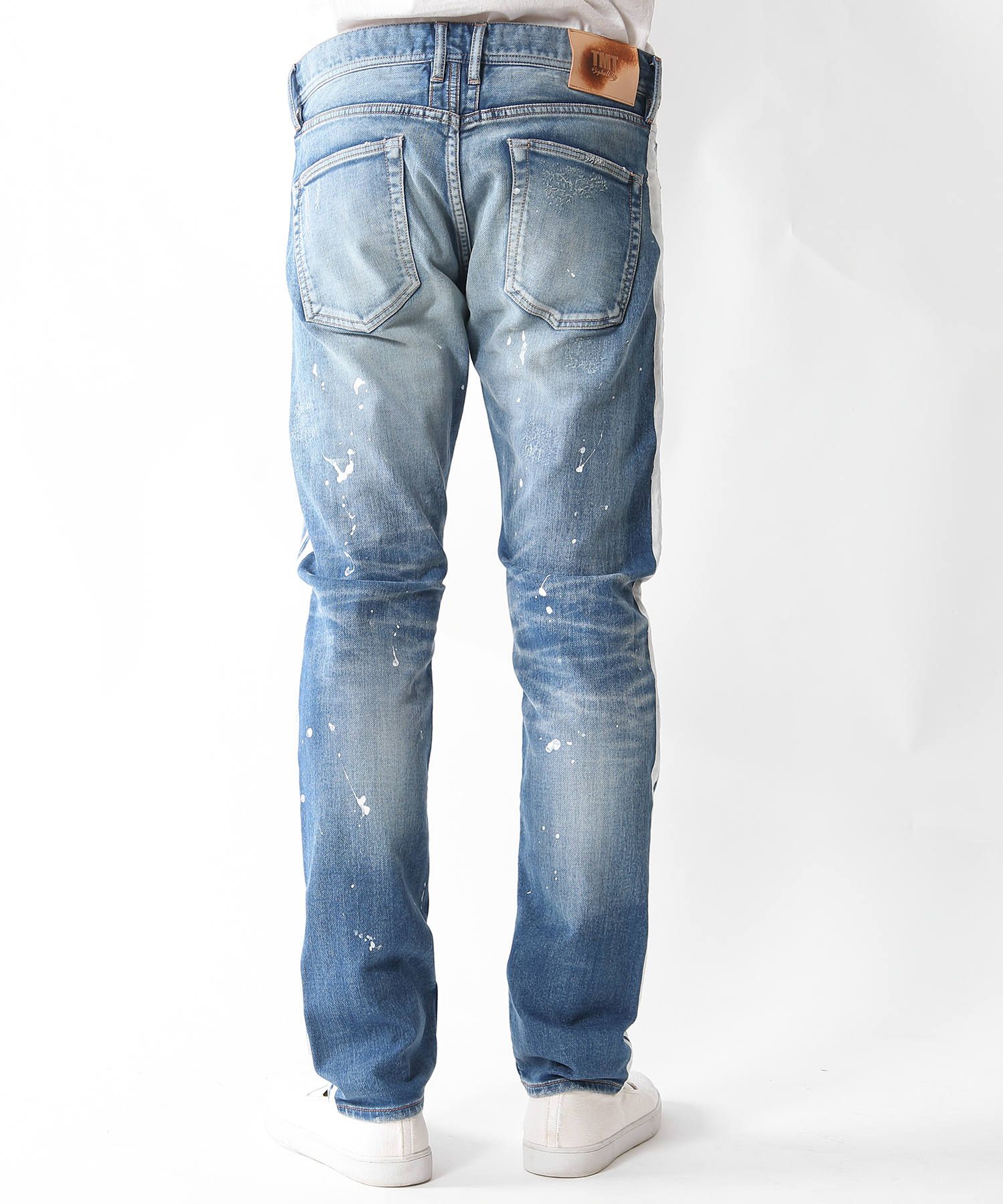 SWEATLIKE-STRETCH SIDE-PAINT CRASH DENIM 5P TAPERED / スウェットライクデニム テーパードパンツ TPT-S2003