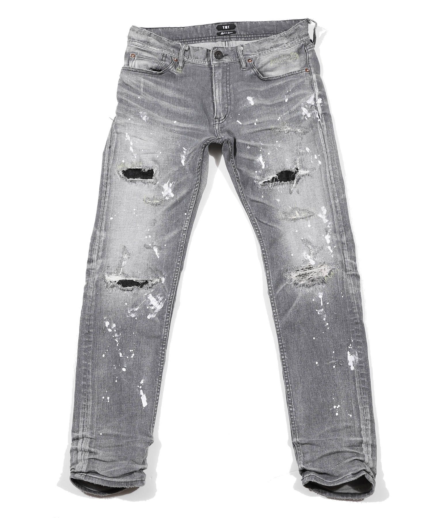 HYBRID-STRETCH NEON CRASH DENIM 5P CROPPED TAPERED / ストレッチデニム アンクルパンツ TPT-S2002