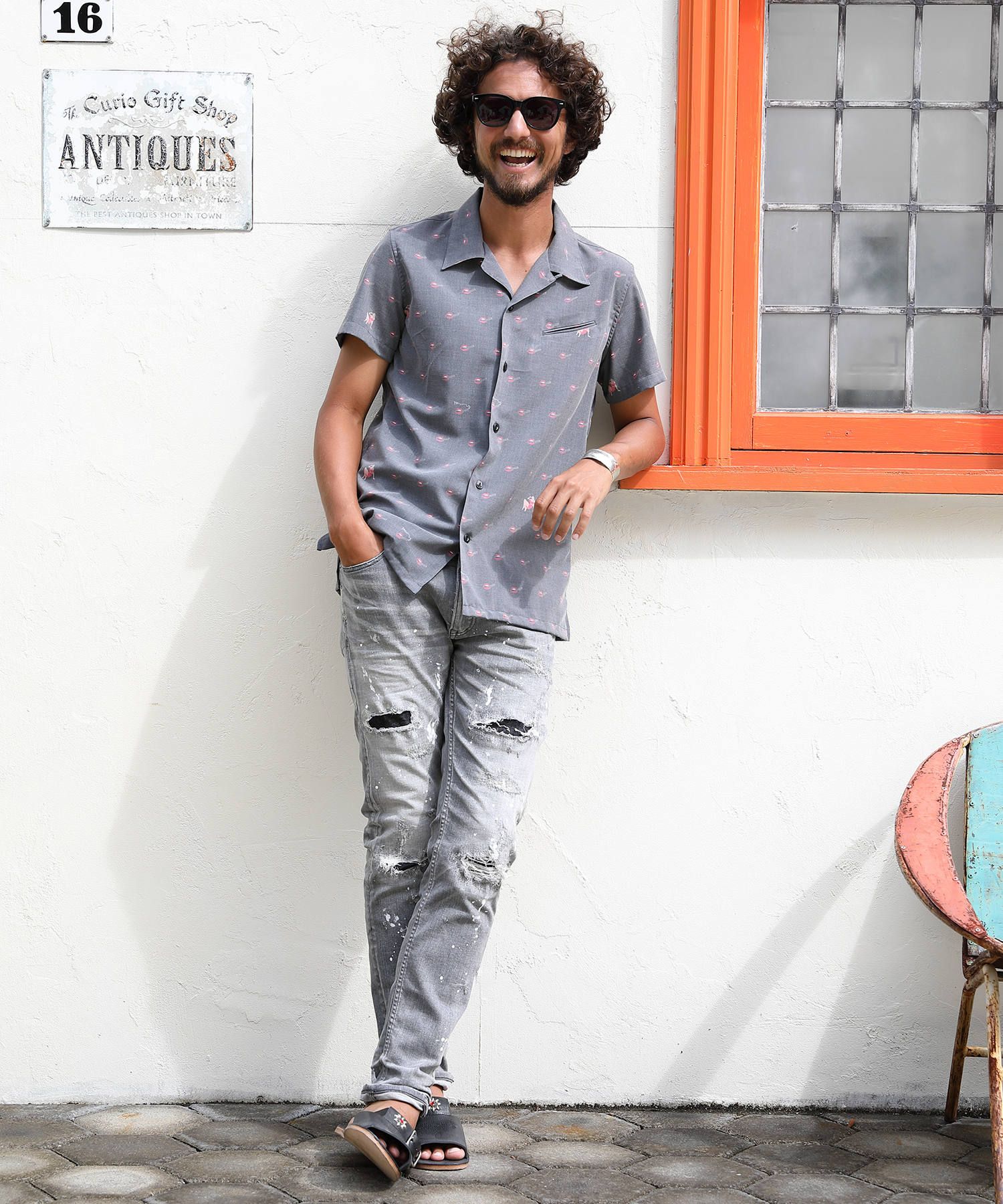 HYBRID-STRETCH NEON CRASH DENIM 5P CROPPED TAPERED / ストレッチデニム アンクルパンツ TPT-S2002