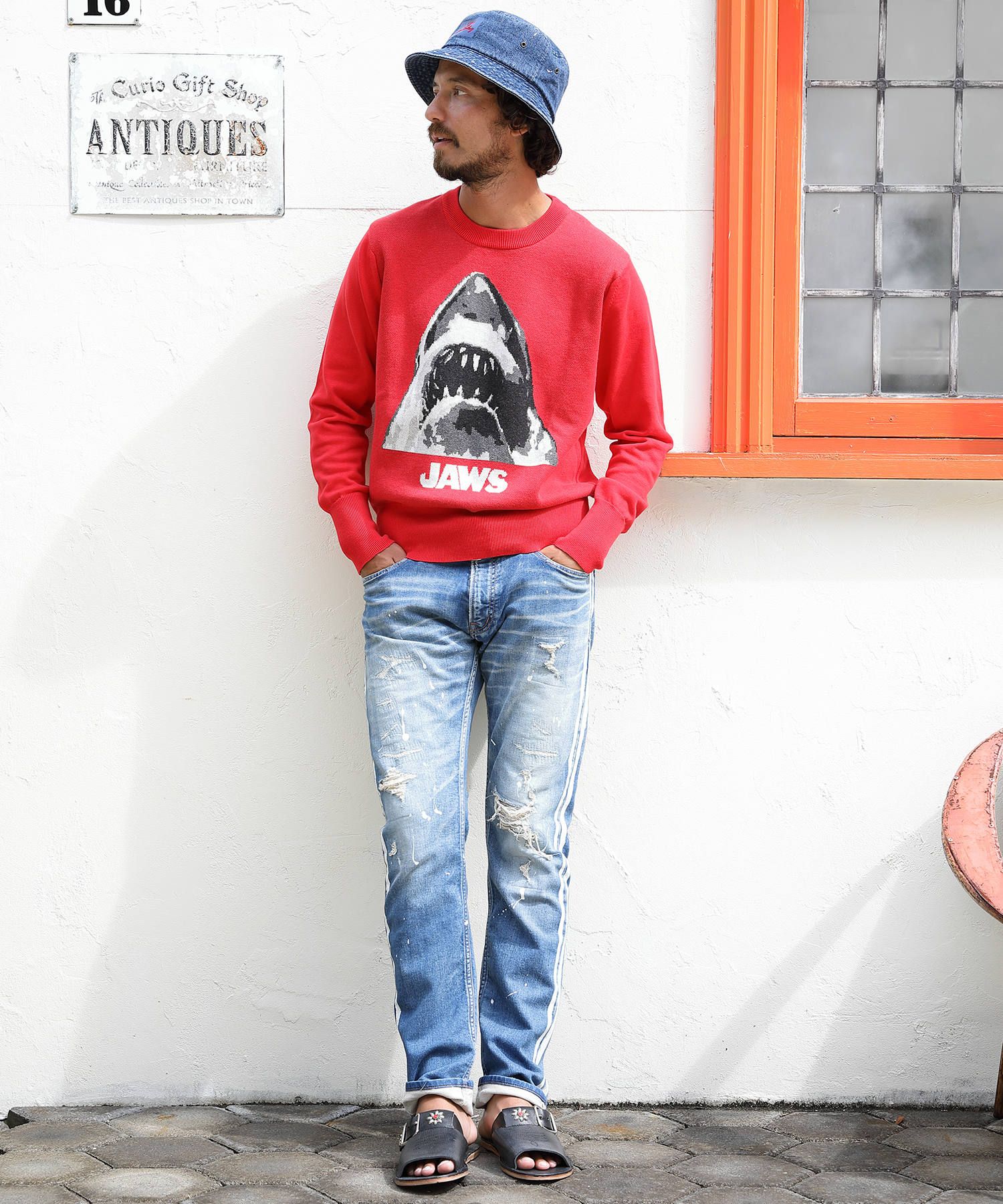 SWEATLIKE-STRETCH SIDE-PAINT CRASH DENIM 5P TAPERED / スウェットライクデニム テーパードパンツ TPT-S2003