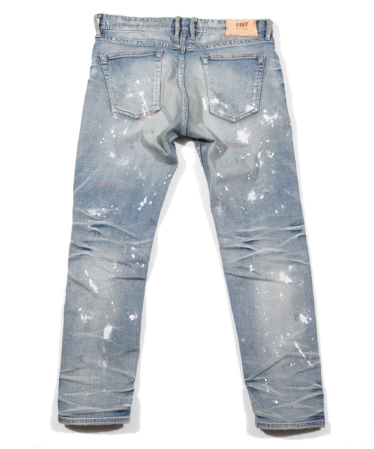 HYBRID-STRETCH NEON CRASH DENIM 5P CROPPED TAPERED / ストレッチデニム アンクルパンツ TPT-S2002