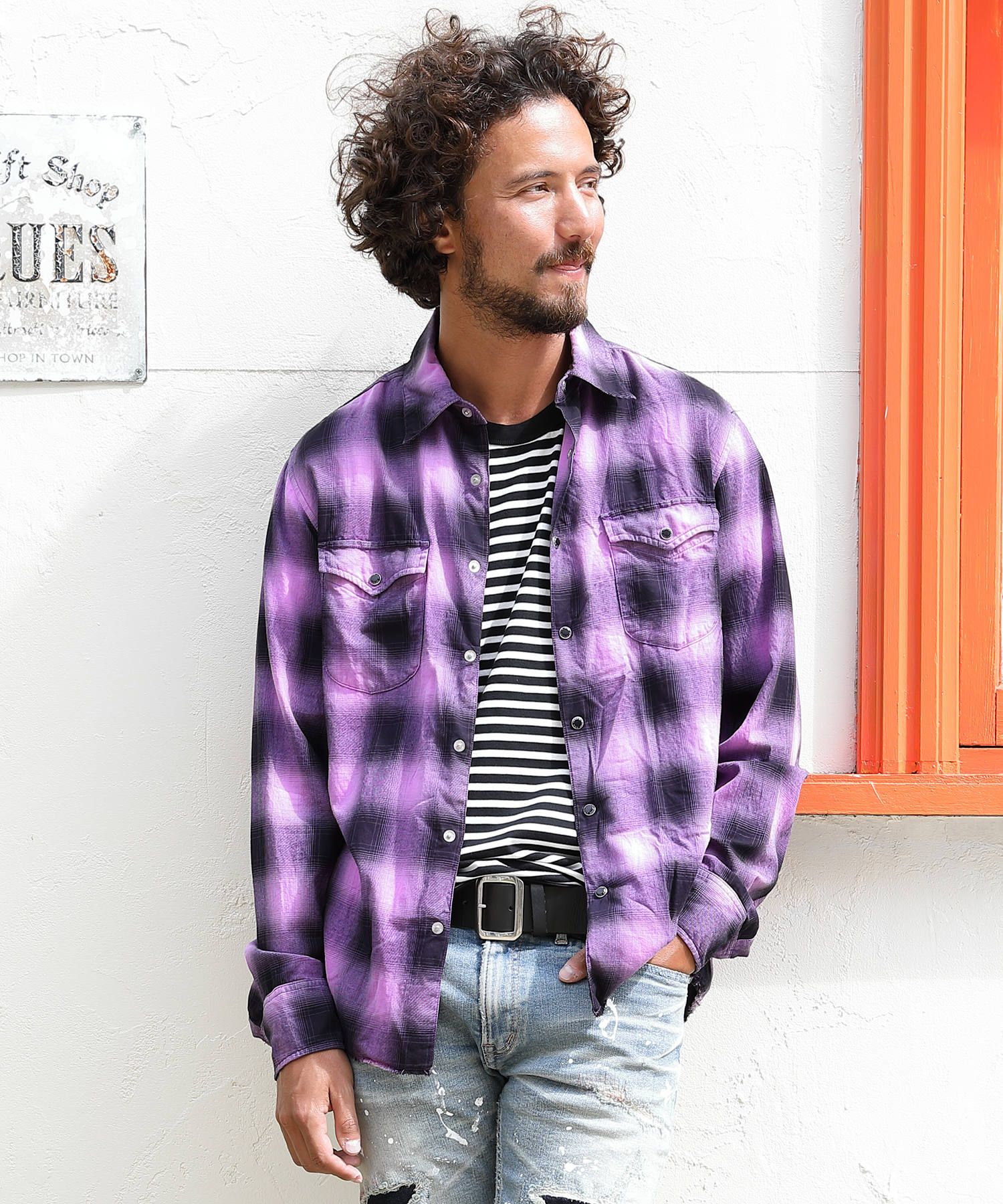 TMT - 80'S NEON COLOR OMBRE CHECK SHIRTS / ネオンカラー 
