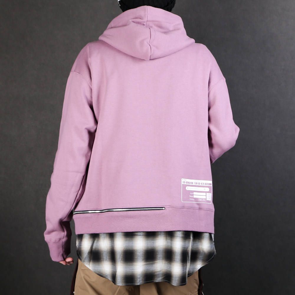 shirt layer zip slit hoodie / シャツ レイヤード ジップスリット プルオーバーパーカー / A04HD591