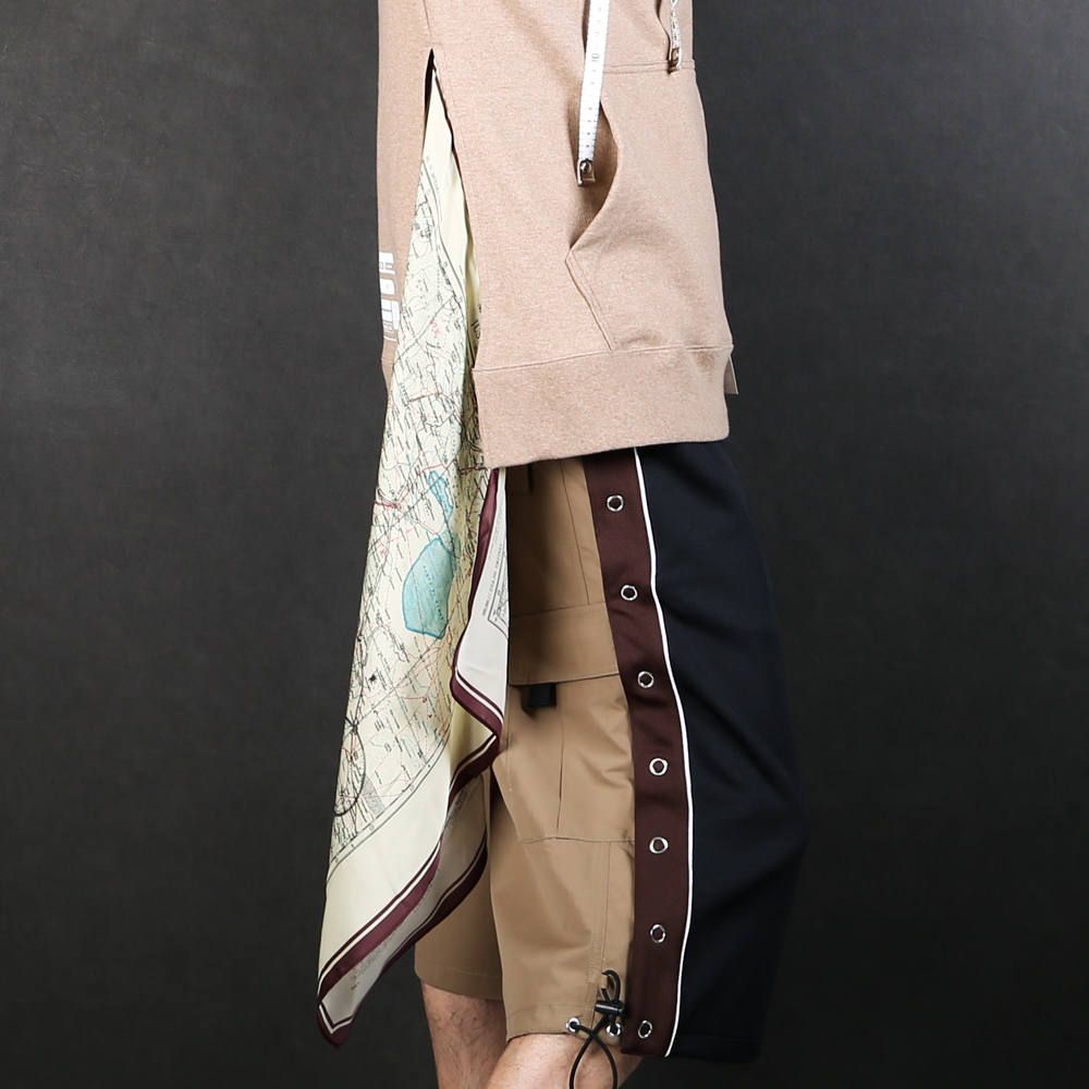 scarf hoodie / スカーフ ドッキング プルオーバーパーカー / A04HD641
