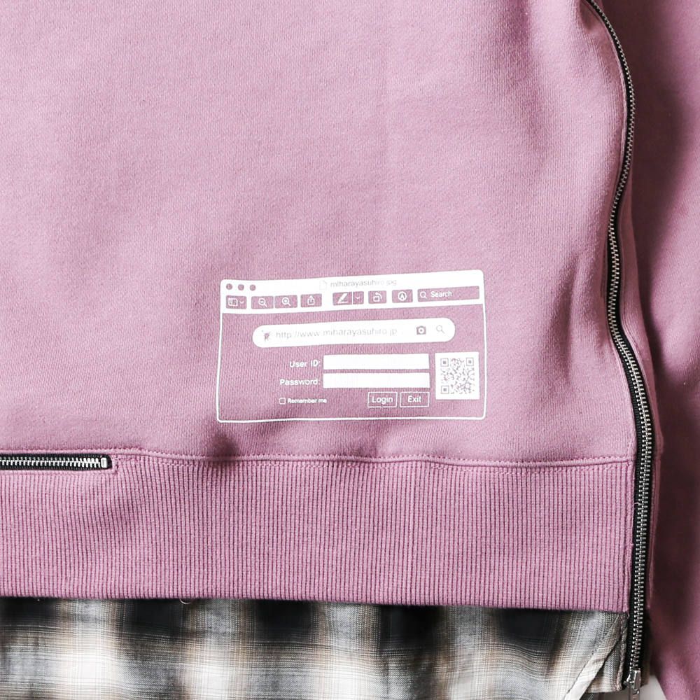 shirt layer zip slit hoodie / シャツ レイヤード ジップスリット プルオーバーパーカー / A04HD591