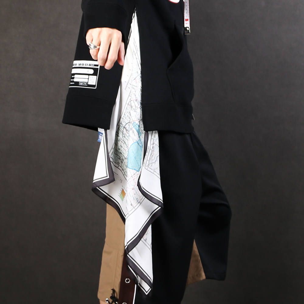 scarf hoodie / スカーフ ドッキング プルオーバーパーカー / A04HD641