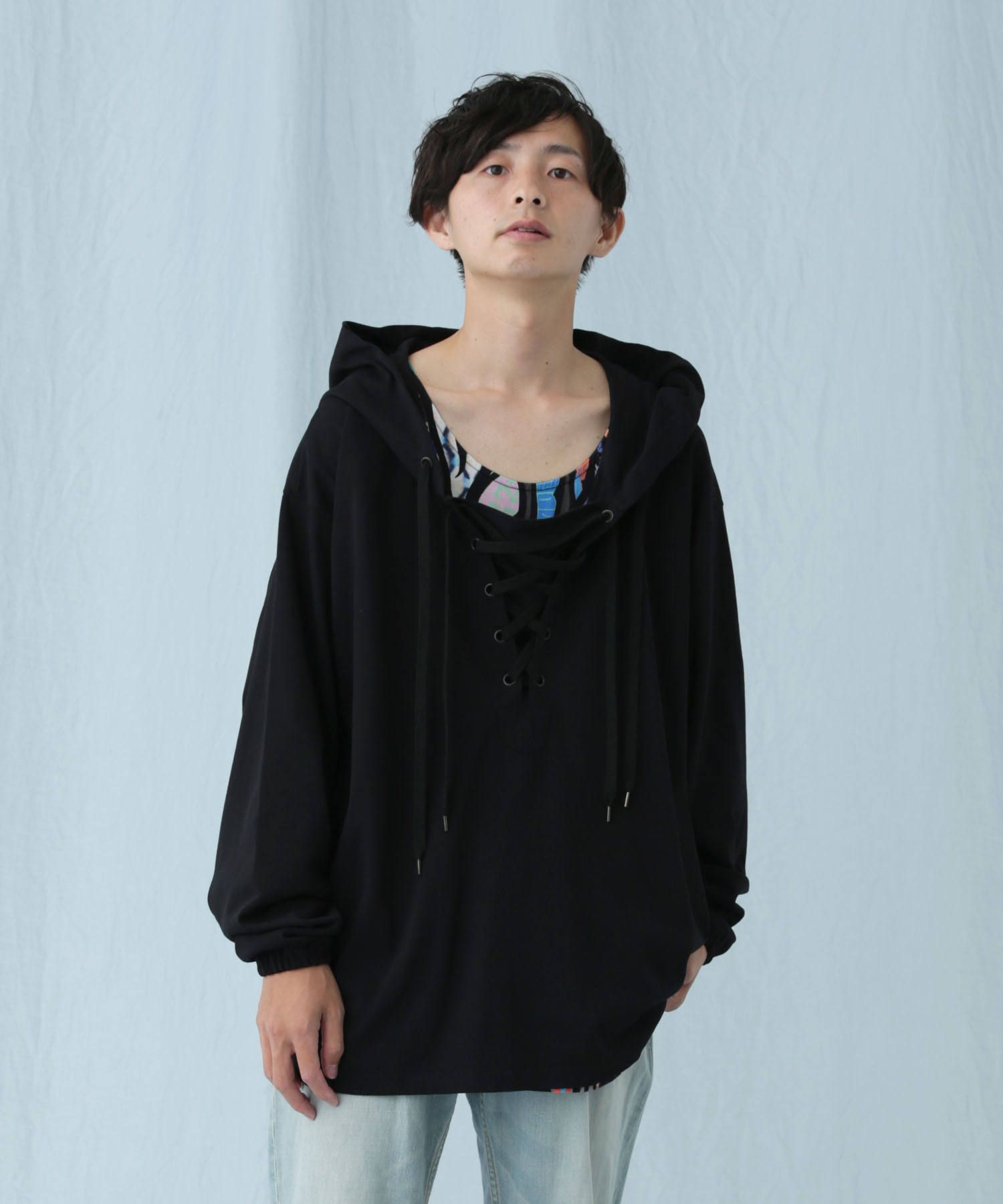 LACE UP HOODIE / レースアップ パーカー / 180104 - 1