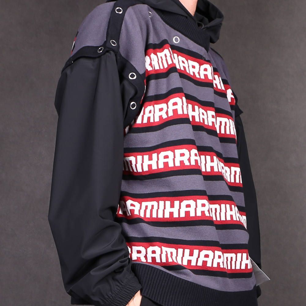 removable knit hoodie / リムーヴァブル ニット プルオーバーパーカー / A04HD511