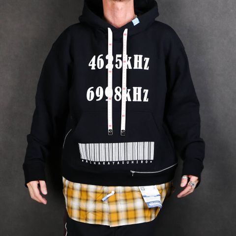 shirt layer zip slit hoodie / シャツ レイヤード ジップスリット プルオーバーパーカー / A04HD591