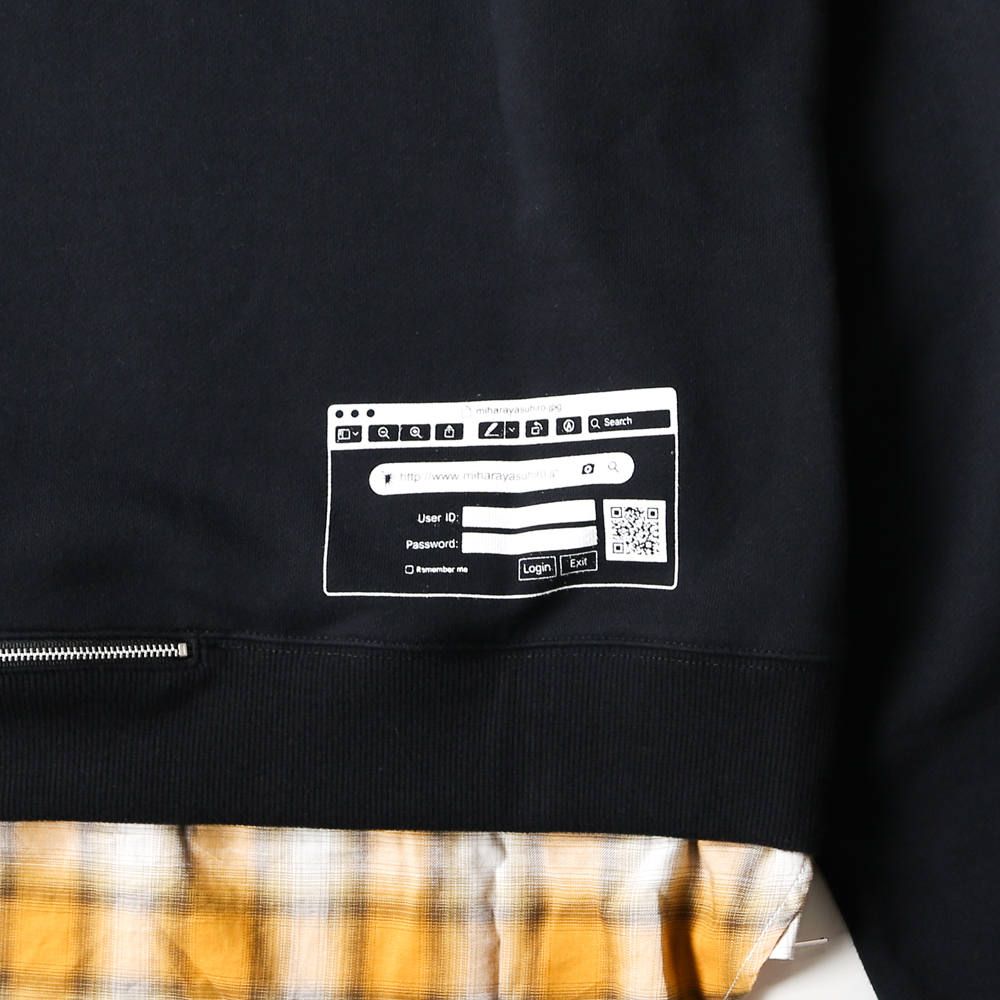 shirt layer zip slit hoodie / シャツ レイヤード ジップスリット プルオーバーパーカー / A04HD591
