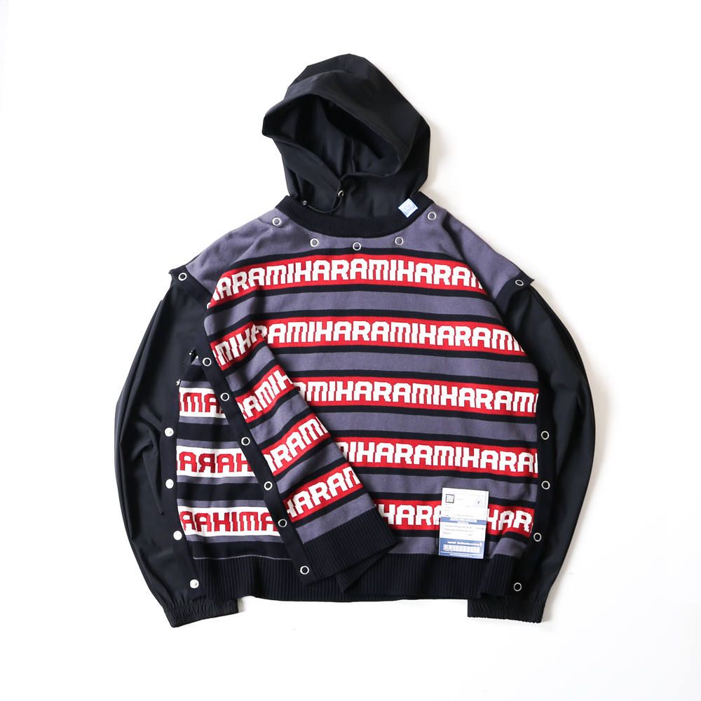 removable knit hoodie / リムーヴァブル ニット プルオーバーパーカー / A04HD511