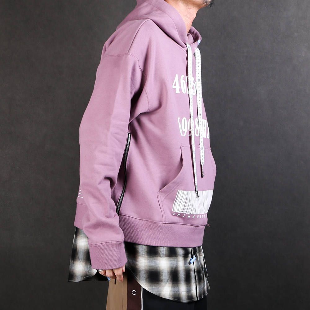 shirt layer zip slit hoodie / シャツ レイヤード ジップスリット プルオーバーパーカー / A04HD591