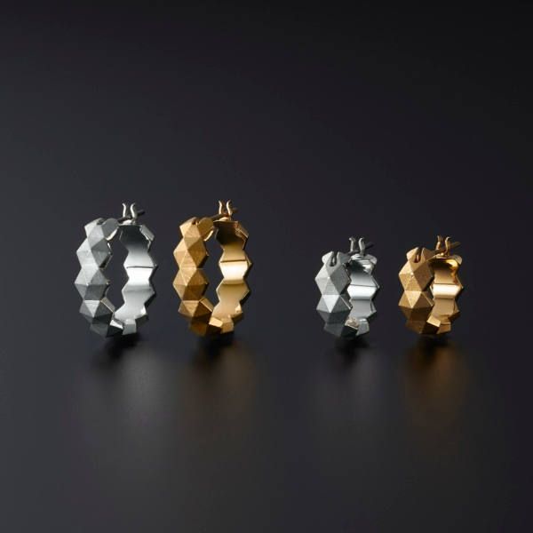 Honeycomb Studs Ring Pierce - L / ハニカム スタッズ リング ピアス - ラージ / GP20002