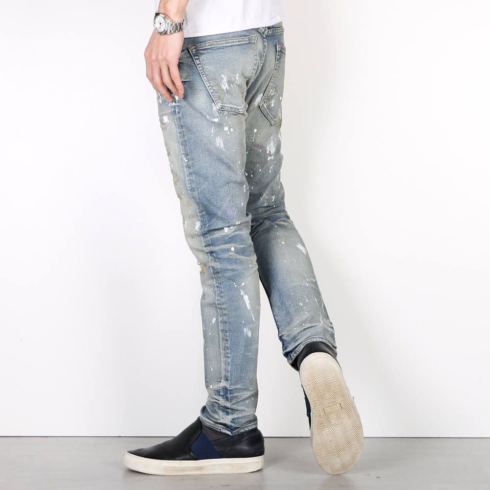 HYBRID-STRETCH NEON CRASH DENIM 5P CROPPED TAPERED / ストレッチデニム アンクルパンツ TPT-S2002