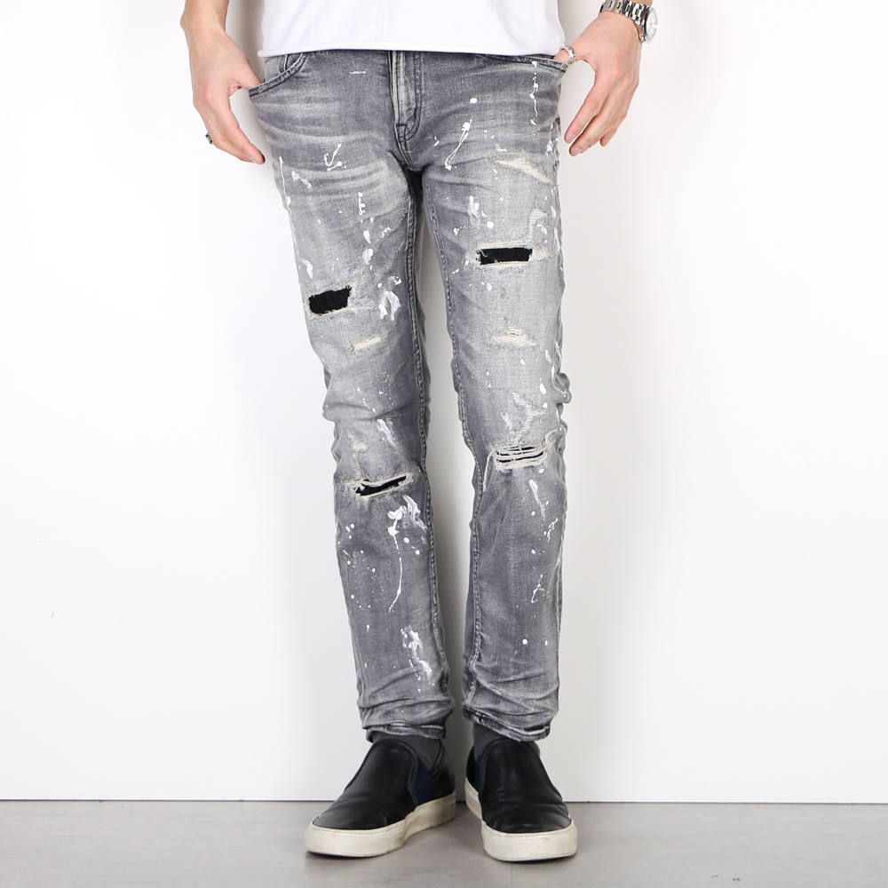 HYBRID-STRETCH NEON CRASH DENIM 5P CROPPED TAPERED / ストレッチデニム アンクルパンツ TPT-S2002