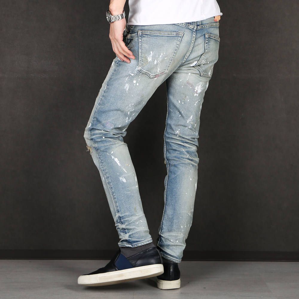 HYBRID-STRETCH NEON CRASH DENIM 5P CROPPED TAPERED / ストレッチデニム アンクルパンツ TPT-S2002