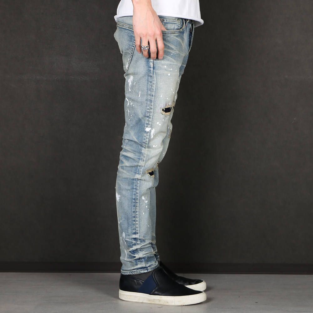 HYBRID-STRETCH NEON CRASH DENIM 5P CROPPED TAPERED / ストレッチデニム アンクルパンツ TPT-S2002