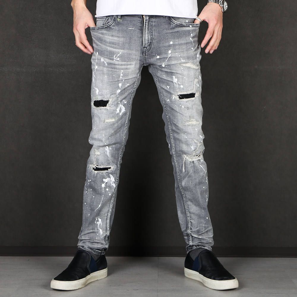 HYBRID-STRETCH NEON CRASH DENIM 5P CROPPED TAPERED / ストレッチデニム アンクルパンツ TPT-S2002