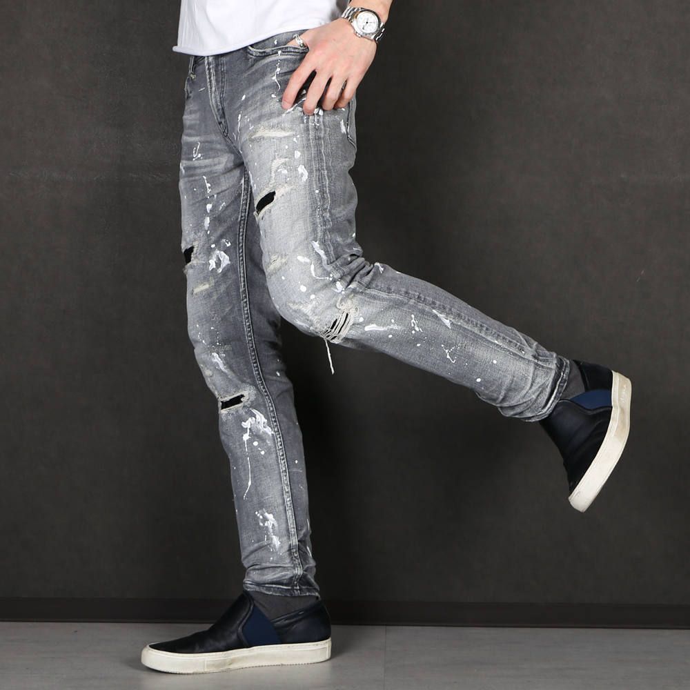 HYBRID-STRETCH NEON CRASH DENIM 5P CROPPED TAPERED / ストレッチデニム アンクルパンツ TPT-S2002