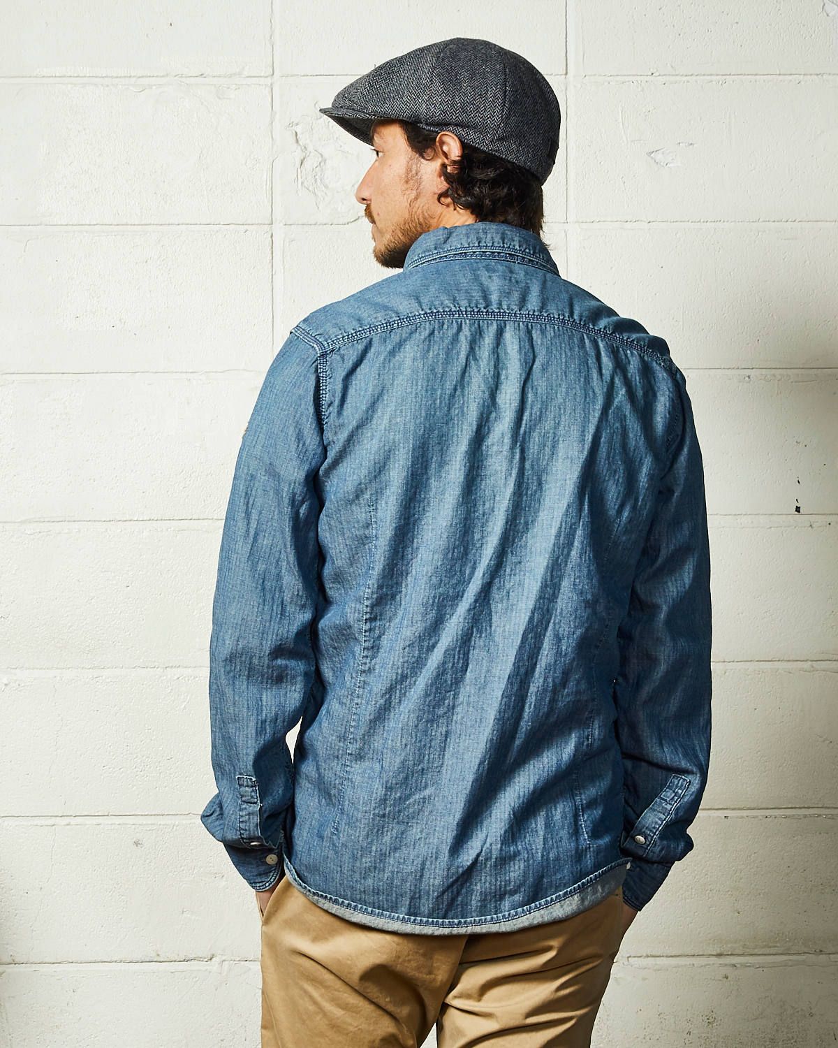 HERRINGBONE INDIGO CHAMBRAY WORK SHIRTS / ヘリンボン シャンブレー ワークシャツ / TSH-F2003