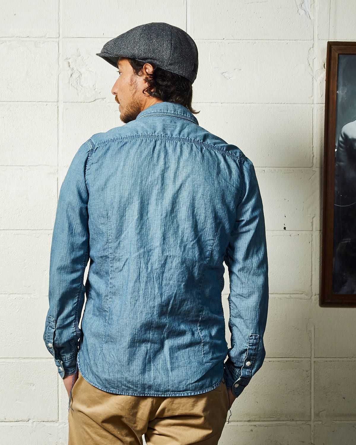 HERRINGBONE INDIGO CHAMBRAY WORK SHIRTS / ヘリンボン シャンブレー ワークシャツ / TSH-F2003